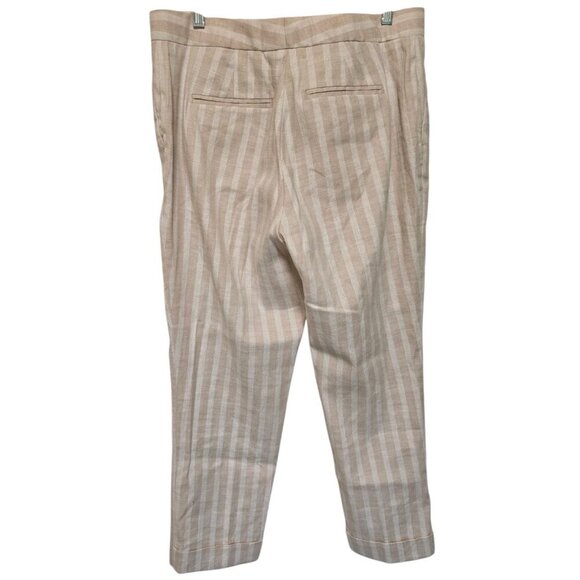 Ann Taylor Devin Ankle Tailored Pants Size 14 Linen Blend Beige Stripes - Picture 3 of 8